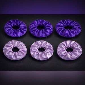 Hand Crafted Purple and Lilac Satin Scrunchie Set